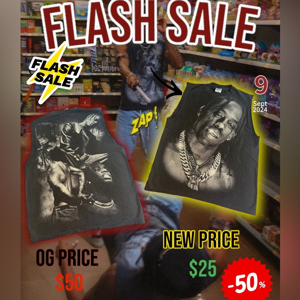 Travis Scott Graphic Muscle Tee – Men’s Large